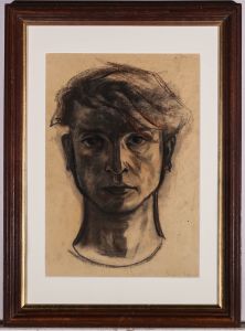 Mid 20th Century Charcoal Drawing - The Stare