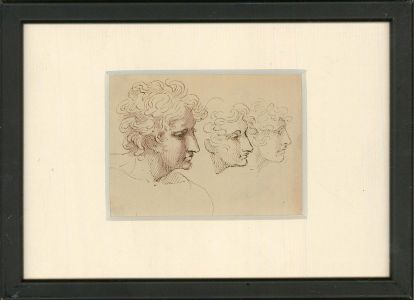 19th Century Pen and Ink Drawing - Three Heads