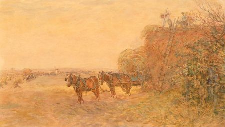 William Rainey (1852-1936) - Early 20th Century Watercolour, Loading the Wagon