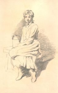 Early 20th Century Graphite Drawing - Seated Maid