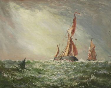 J. Struth - 1972 Oil, Boats at Sea