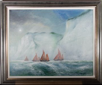 Roger Hann - Contemporary Oil, Choppy Waters At The Dover Cliffs
