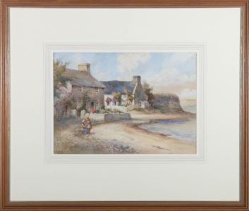 Joshua Fisher (1859-1943) - 1906 Watercolour, Coastal Cottages