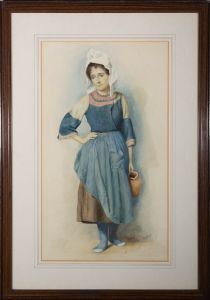 J. C. Hayne  - Early 20th Century Watercolour, The Milkmaid