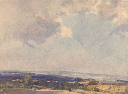 George R. Rushton RBA ROI (1868-1948) - Watercolour, View of the Chilterns