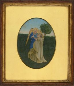 Manner of Fra Angelico - Miniature Late 19thC Gouache, Angel And Supplicant