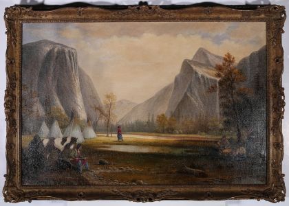 Mid 20th Century Oil - Yosemite Indian Encampment