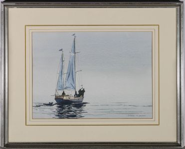 Bernard P. Lawlor - 20th Century Watercolour, Becalmed Yacht