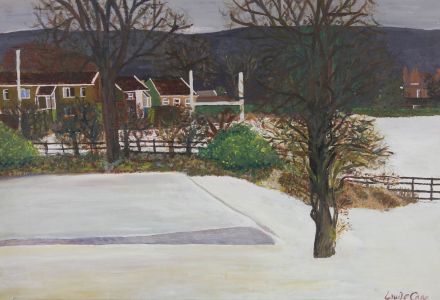 Louise Cann - 20th Century Acrylic, Playing Fields in the Snow