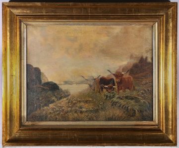 J. H. Charles - 1905 Oil, Highland Cows