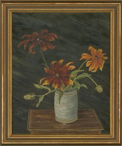 H.A.F - Signed and dated 1965 Oil, Still Life of Flowers