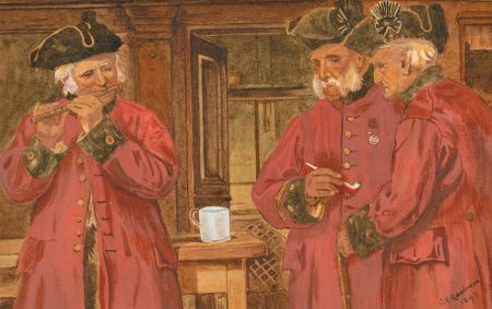 Charles Templeton Rawlinson - 1897 Watercolour, Chelsea Pensioners