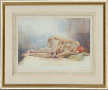 Wilfred Glyndon May (1922-2007) - 1993 Watercolour, Resting Nude Figure