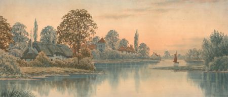 Edward Nevil - Late 19th Century Watercolour, Village on the River