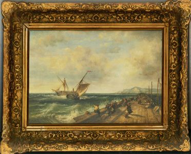 19th Century Style 20th Century Oil - The Ship Returns