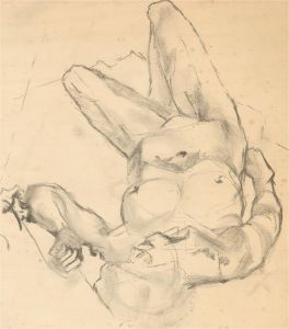 20th Century Graphite Drawing - A Nude Figure
