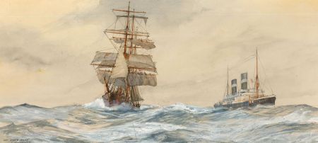 C. R. Hopkins - 1920 Watercolour, Off Sandy Hook
