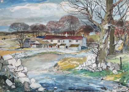 1967 Gouache - A Farm in the High Peak, Derbyshire
