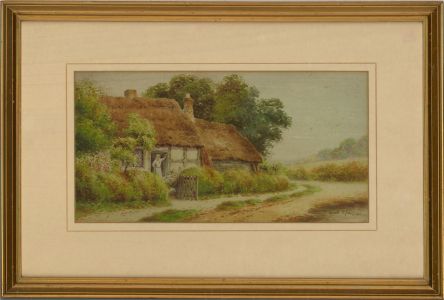 Oswald Mann  - 1913 Watercolour, The Thatched Cottage
