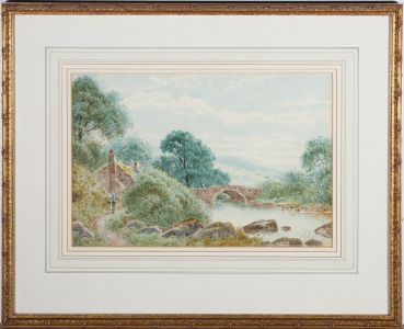 H. Hilton - 19th Century Watercolour, Path to the Bridge
