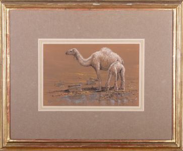 Nicholas Egon (1921-2017) - 20th Century Pastel, Camel Cow and Calf
