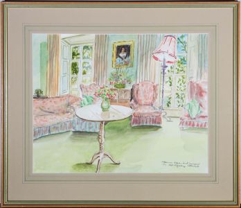 M. Berman  - 1992 Watercolour, Lounge of The Old Rectory, Littleworth
