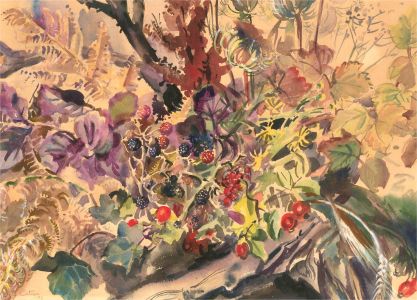 E. Cuther - 1972 Watercolour, Hedgerow Berries
