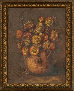 L. Thomas - 20th Century Oil, Still Life of Flowers in a Vase