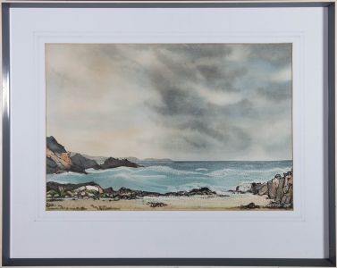 A.J. Cartmel Crossley - 1970 Watercolour, Beach View