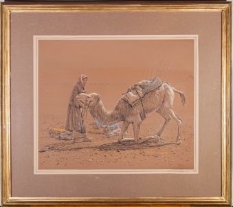 Nicholas Egon (1921-2017) - 20th Century Pastel, Man with Camel