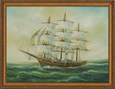 Framed 20th Century Oil - Sailing Ship