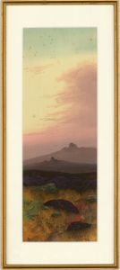 James McIvor - Early 20th Century Gouache, Sunset Over Dartmoor