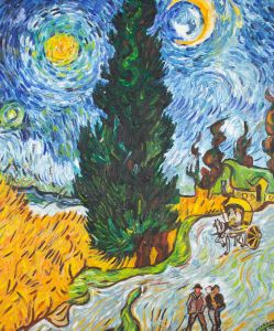 After Vincent Van Gogh - 1994 Oil, Country Road in Provence by Night