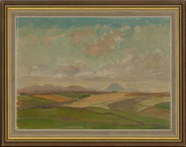 20th Century Oil - Landscape View with Pastel Skies