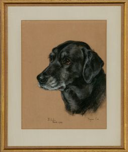 Marjorie Cox (1915-2003) - 20th Century Pastel, Jill The Black Labrador