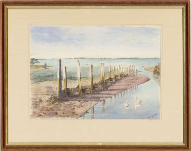 Joyce Hawkes - 20th Century Watercolour, Bosham Harbour