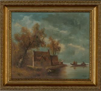 Hessel - Mid 20th Century Oil, Autumnal River Scene