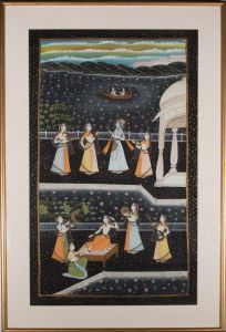 20th Century Gouache - Vishnu In The Pleasure Gardens