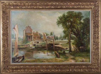 Mid 20th Century Oil - The Old Water Mill On The Lock