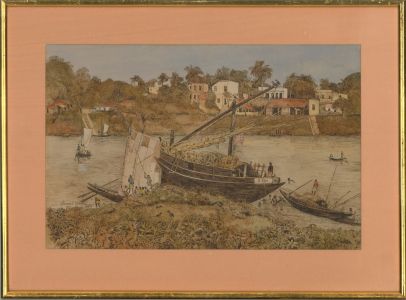 Sunil Guha - Signed and dated 1982 Watercolour, River Landscape