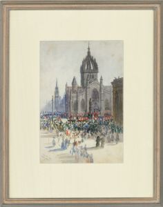 Robert Brown Johnston (1840-1914) - 1901 Watercolour, St Giles' Cathedral