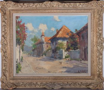 Mid 20th Century Oil - Continental Street Scene