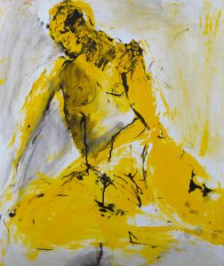 Nan Frankel (1921-2000) - 20th Century Acrylic, Nude in Yellow