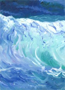 St. Ives School - Contemporary Oil, Top of the Wave, St. Ives