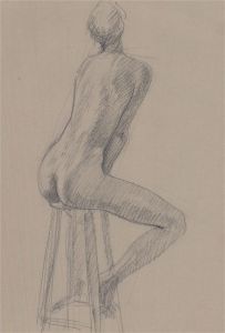 Alec Wiles (1924-2021) - 20th Century Pastel, Nude on Bar Stool
