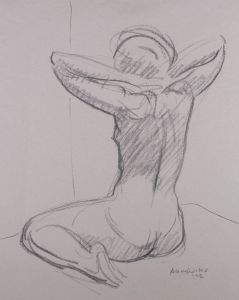Alec Wiles (1924-2021) - 1992 Charcoal Drawing, Expressive Nude Sketch