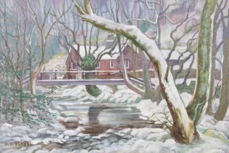 Henry N. Almond (1918-2000) - 20th Century Oil, Snowy Cottage Scene