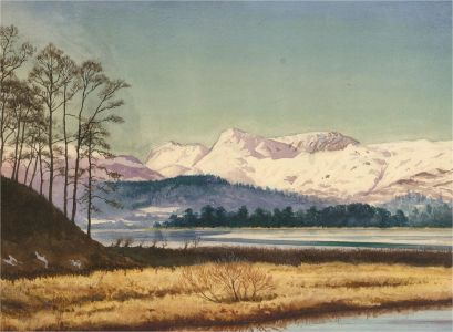 20th Century Watercolour - Overlooking Langdale Pikes