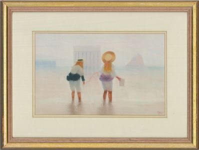James Tytler (b. 1948) - 20th Century Pastel, Beach View with Children Playing