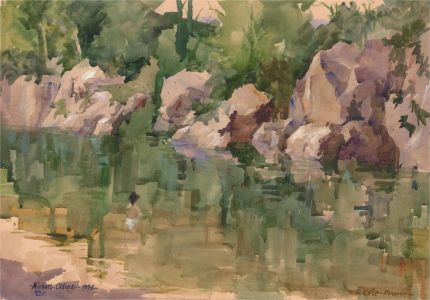 Michael Cadman RI ARCA (1920-2012) - 1996 Watercolour, River Cele France